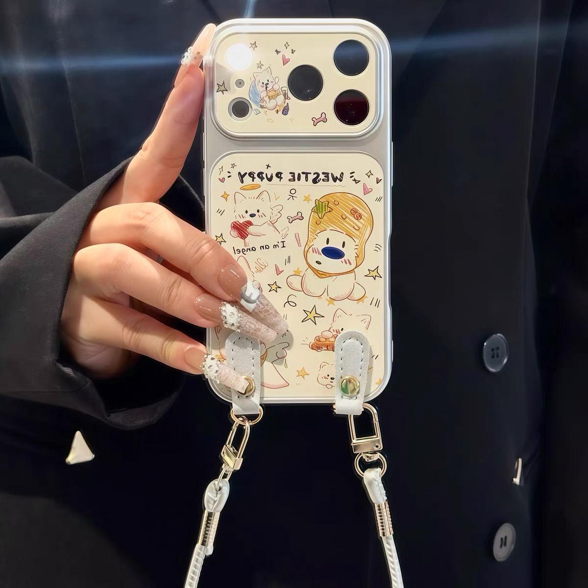 Ốp điện thoại Hello Kitty & Cún kèm dây đeo_O171 (Iphone, Huawei, Honor, OPPO, Vivo, Xiaomi & Redmi)