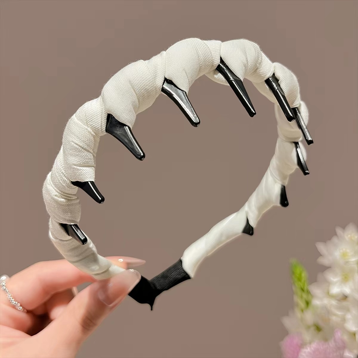 Băng đô tóc vải xoắn phối gai_L16