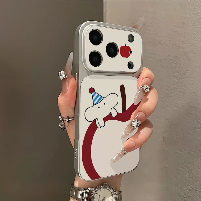 Ốp lưng chó hoạt hình và quả táo_O213 (Iphone, Huawei, Honor, OPPO, Vivo, Xiaomi & Redmi)