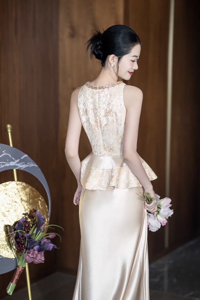 Váy peplum ren dự tiệc cưới thanh nhã_I43