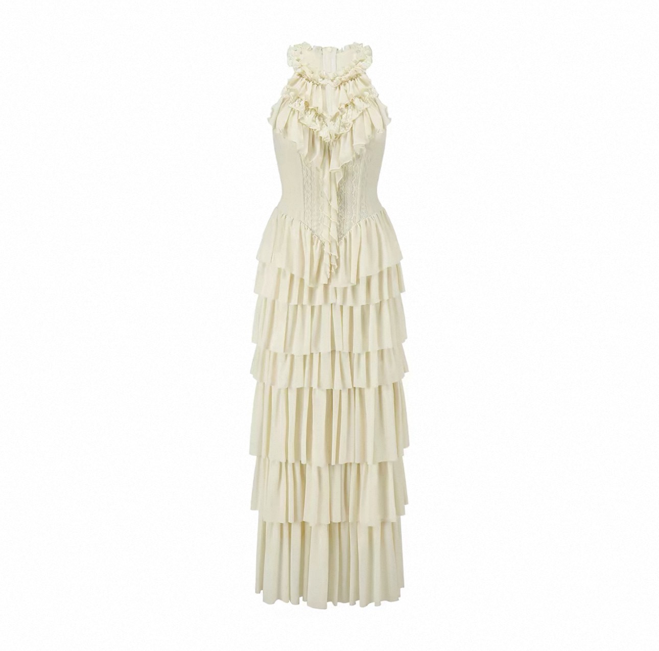 LaceMade váy tầng cổ yếm bèo nhún_Y101
