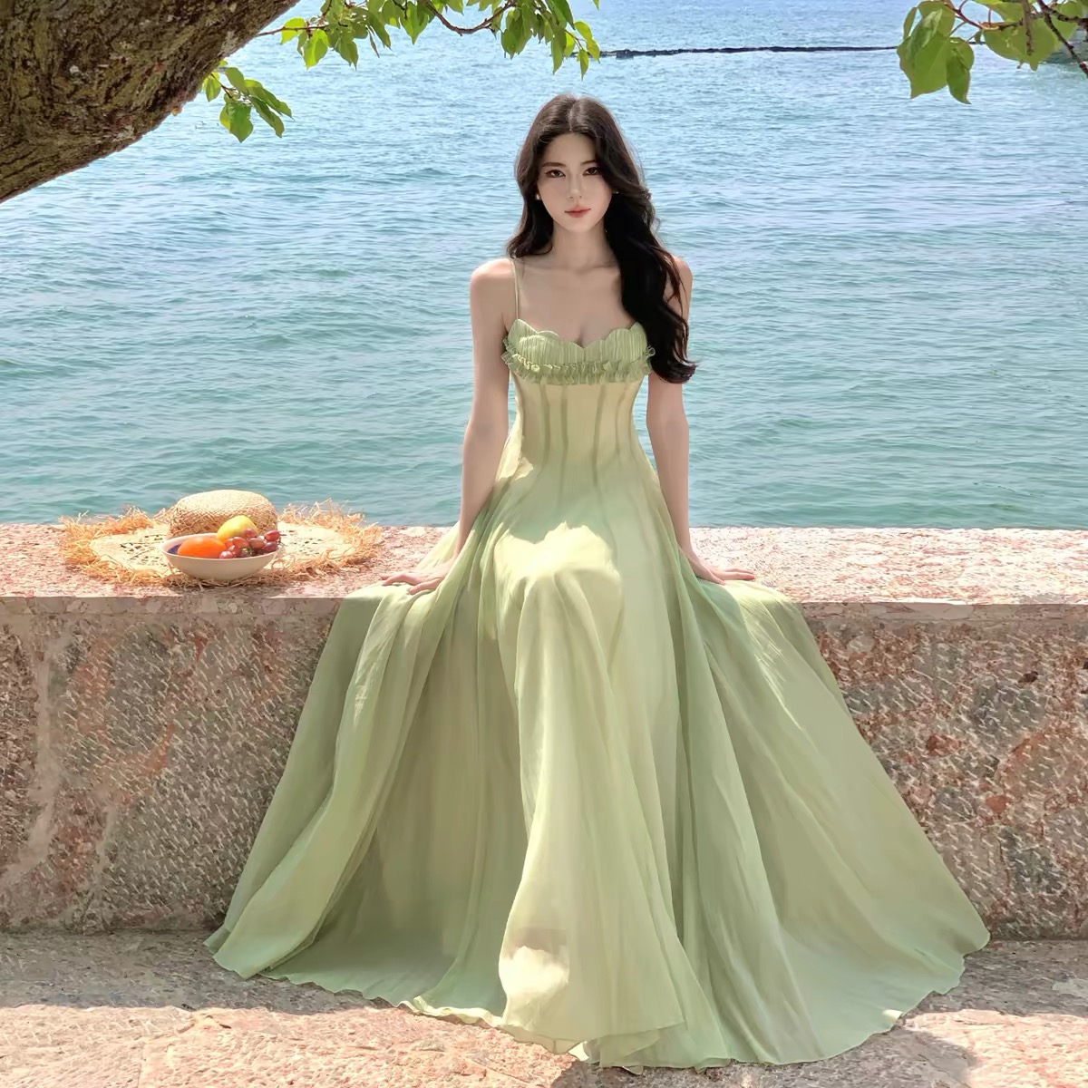 Váy hai dây dáng dài cổ bèo_Y79