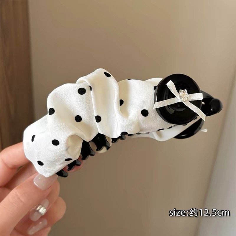 Kẹp tóc nơ chấm bi bản lớn_T38