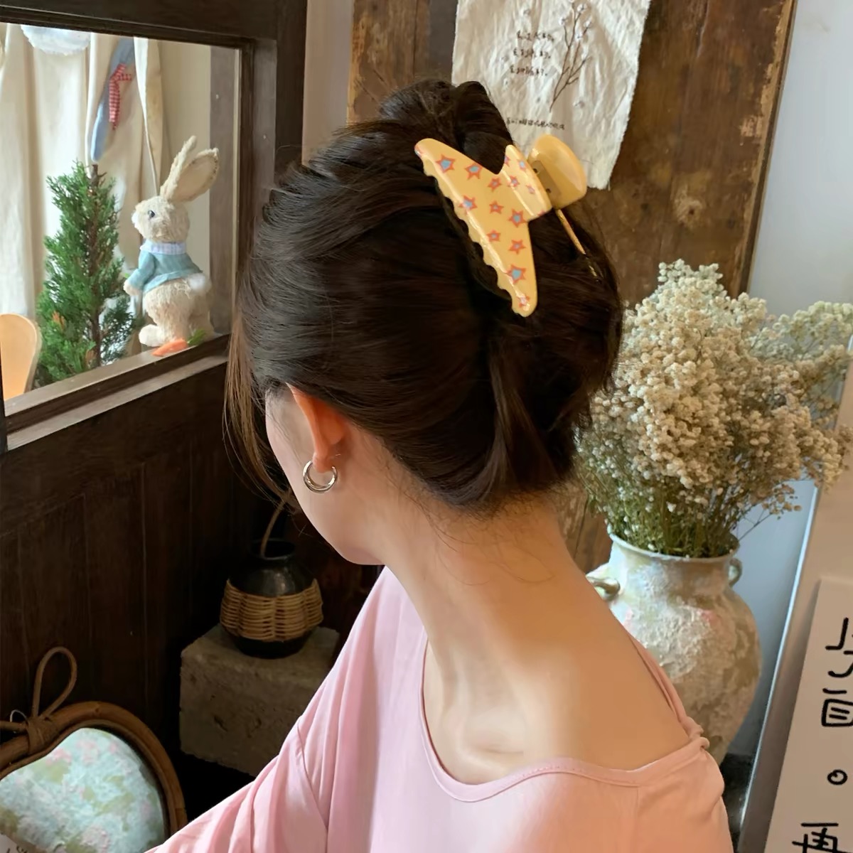 Kẹp tóc càng cua họa tiết ngôi sao, chấm bi_T40