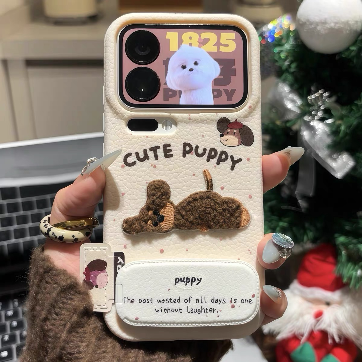 Ốp lưng chó Puppy kèm gương_O05 (Iphone, Huawei, Honor, OPPO, Vivo, Xiaomi & Redmi)