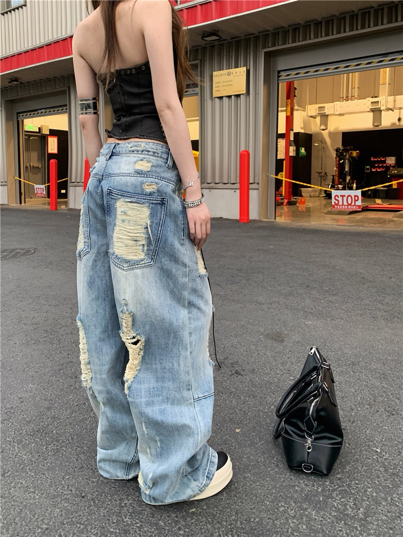 Áo corset ôm body phối quần jean ống rộng bụi bặm_Q06