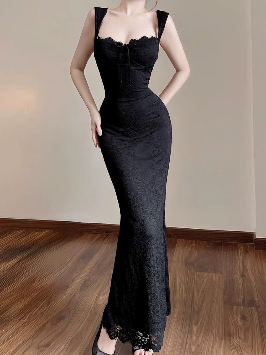 Váy ren dáng dài ôm sát tôn dáng cổ vuông_Y22