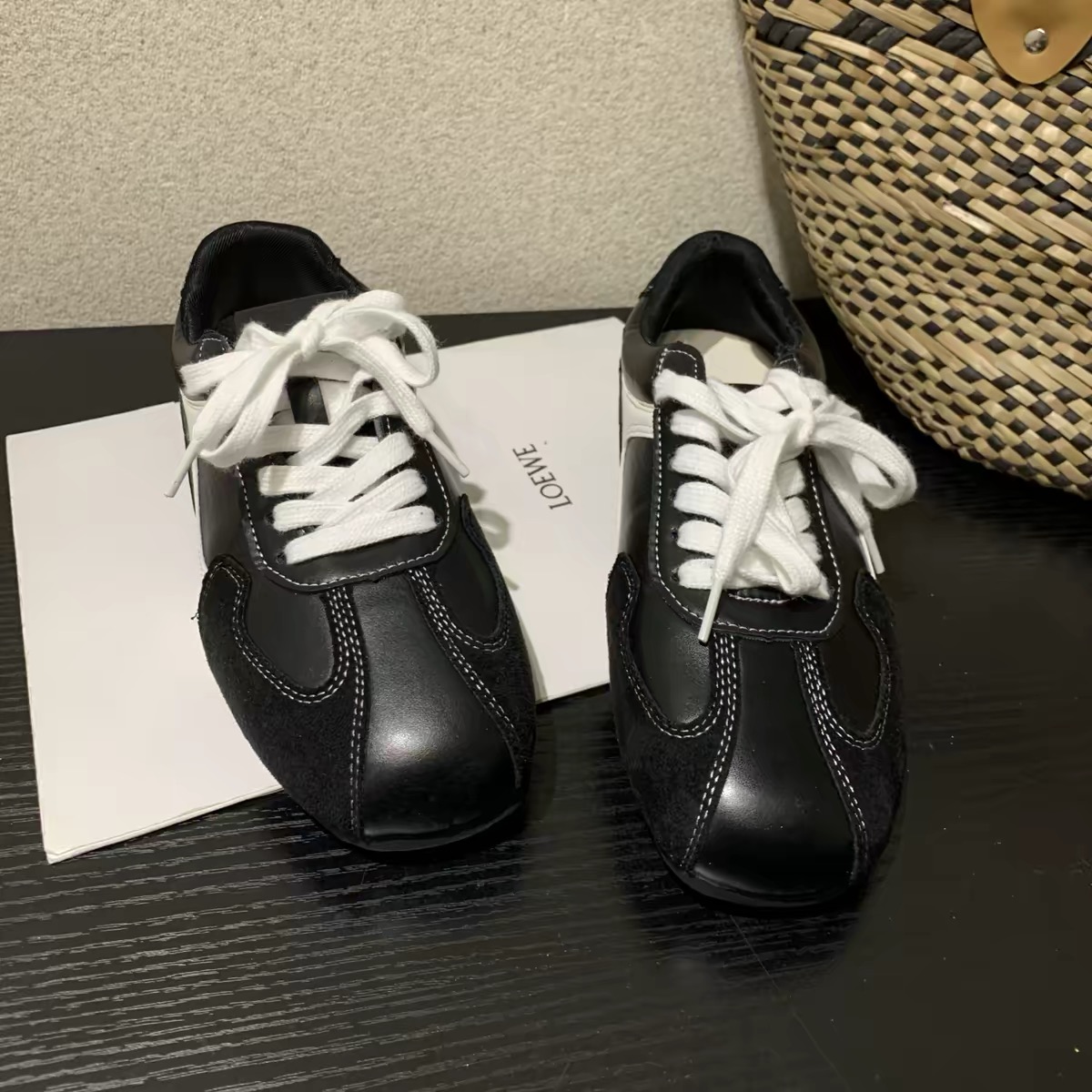 Giày sneaker retro phối da lộn thể thao nữ_S13