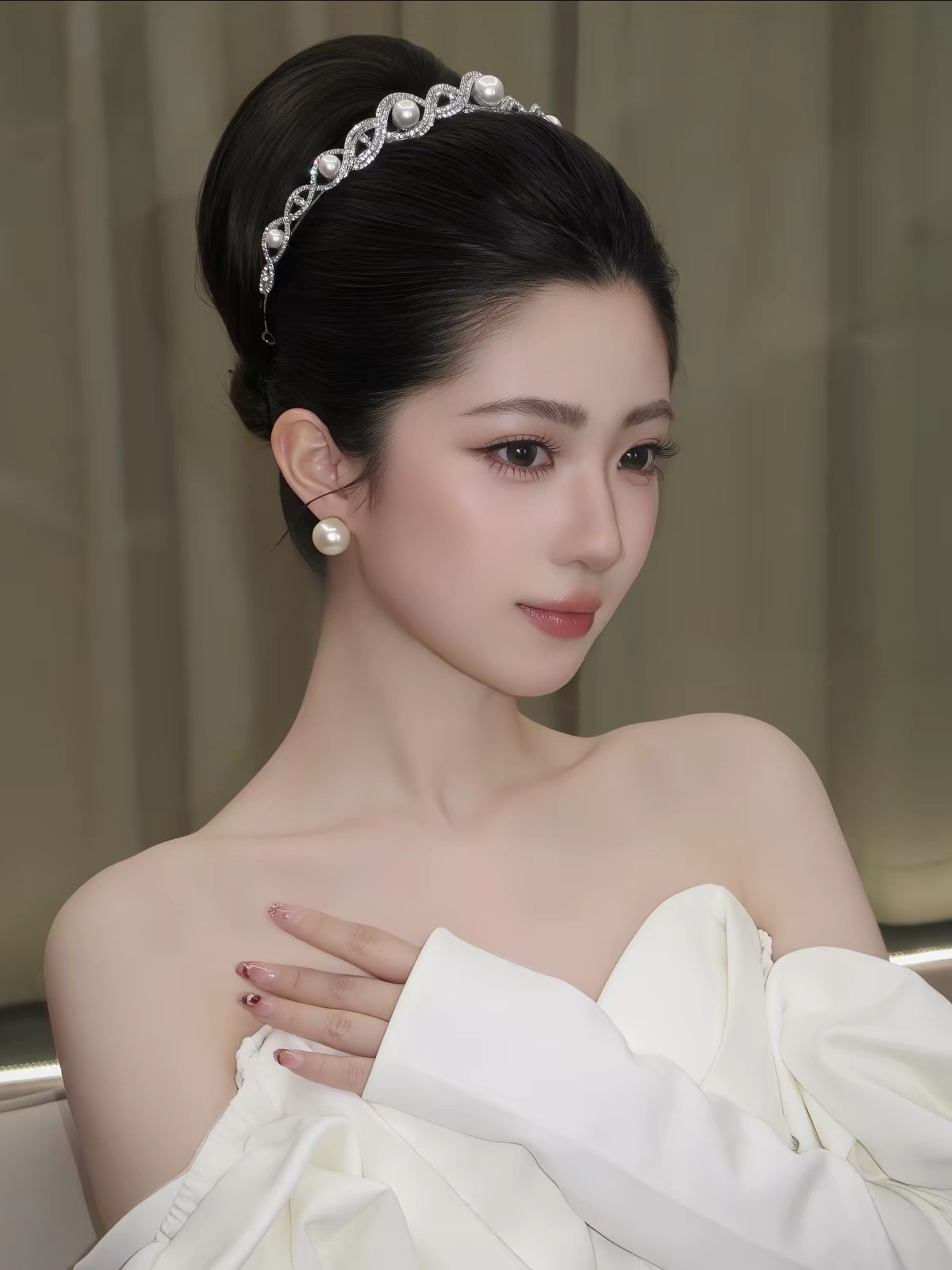 Cài tóc cô dâu ngọc trai đan xen_X20