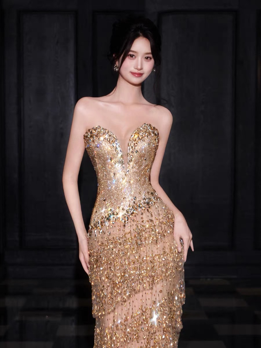 Đầm dạ hội kim sa tầng sang trọng_I96