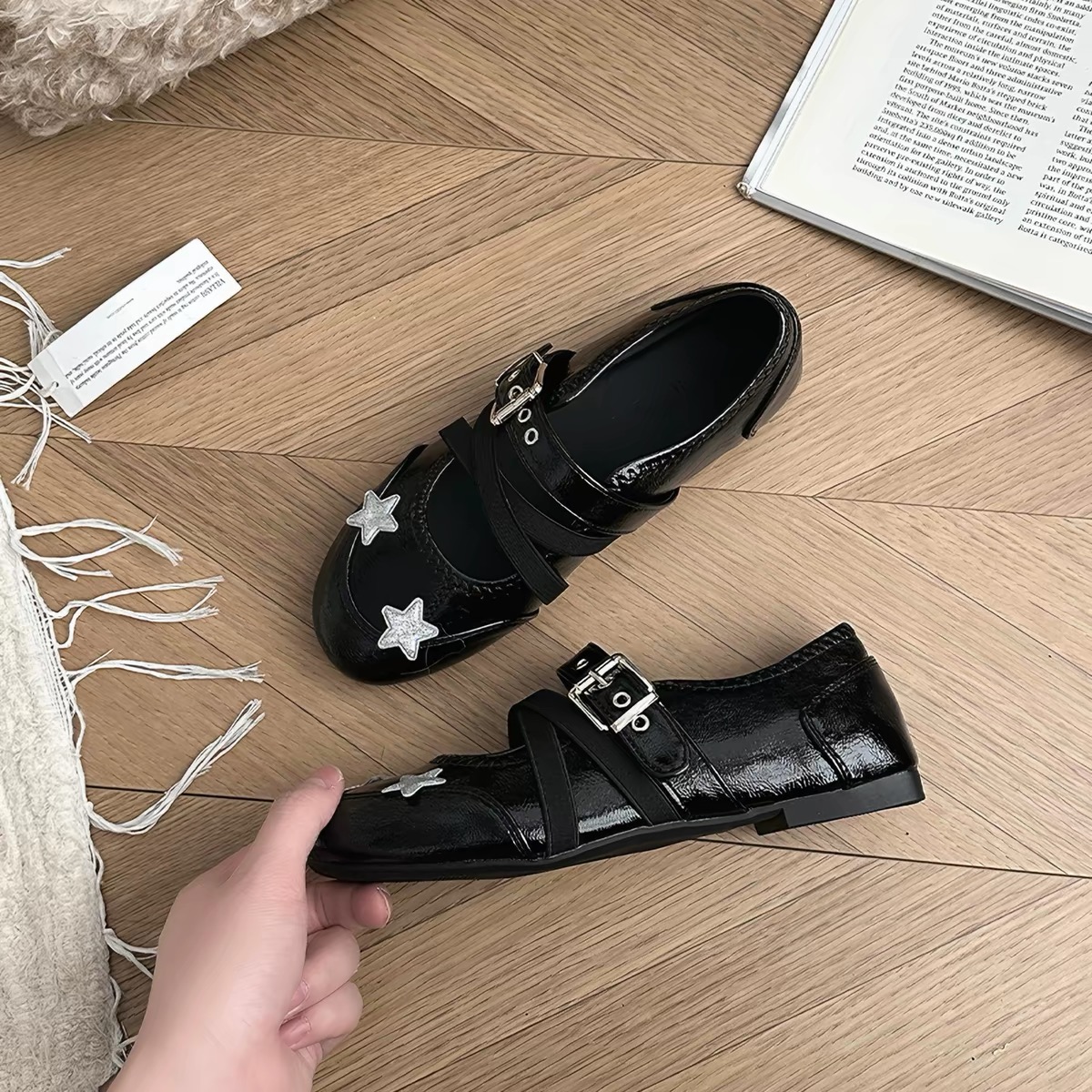 Giày Mary Jane quai đôi phối nơ ngôi sao_U06