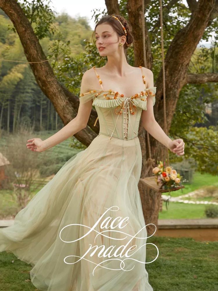 LaceMade váy voan tầng dáng dài phong cách công chúa_V21