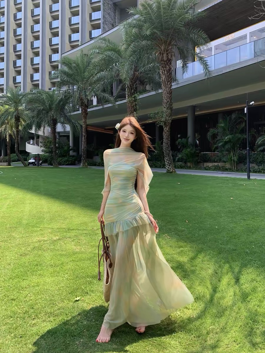 Đầm voan loang dáng dài_Y52