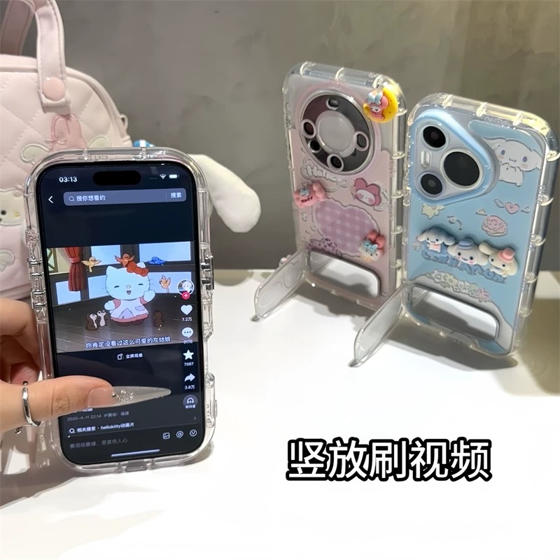 Ốp lưng Cinnamoroll & My Melody kèm gương_O110 (Iphone, Huawei, Honor, OPPO, Vivo, Xiaomi & Redmi)
