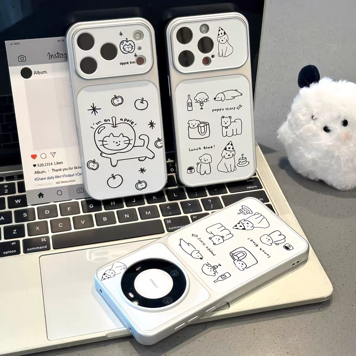 Ốp lưng mèo cún doodle dễ thương_O224 (Iphone, Huawei, Honor, OPPO, Vivo, Xiaomi & Redmi)