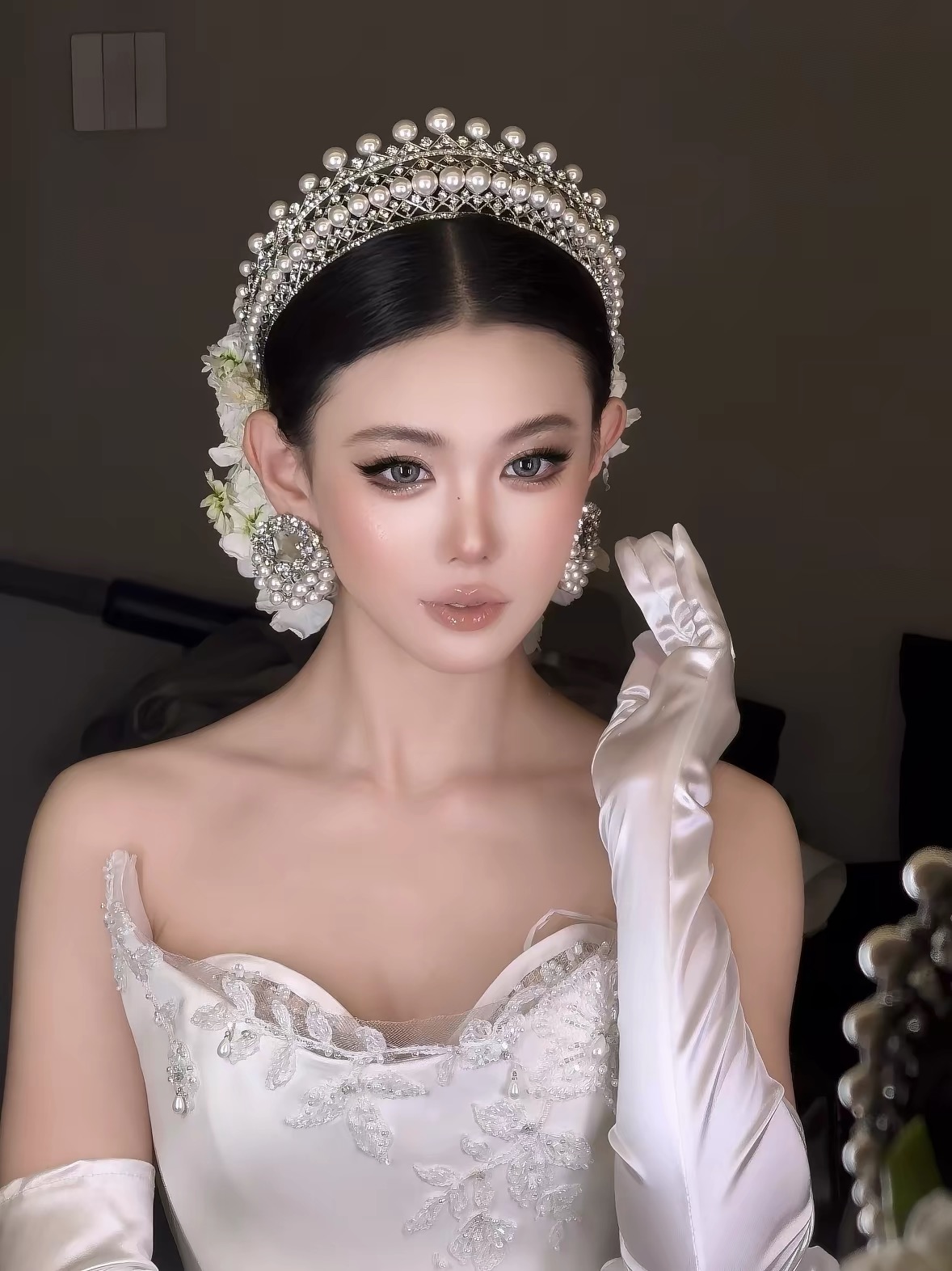 Cài tóc cô dâu ngọc trai đính hoa_X23