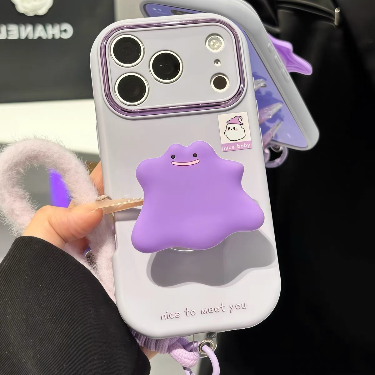 Ốp lưng hình đám mây tím có dây đeo tay_O226 (Iphone, Huawei, Honor, OPPO, Vivo, Xiaomi & Redmi)