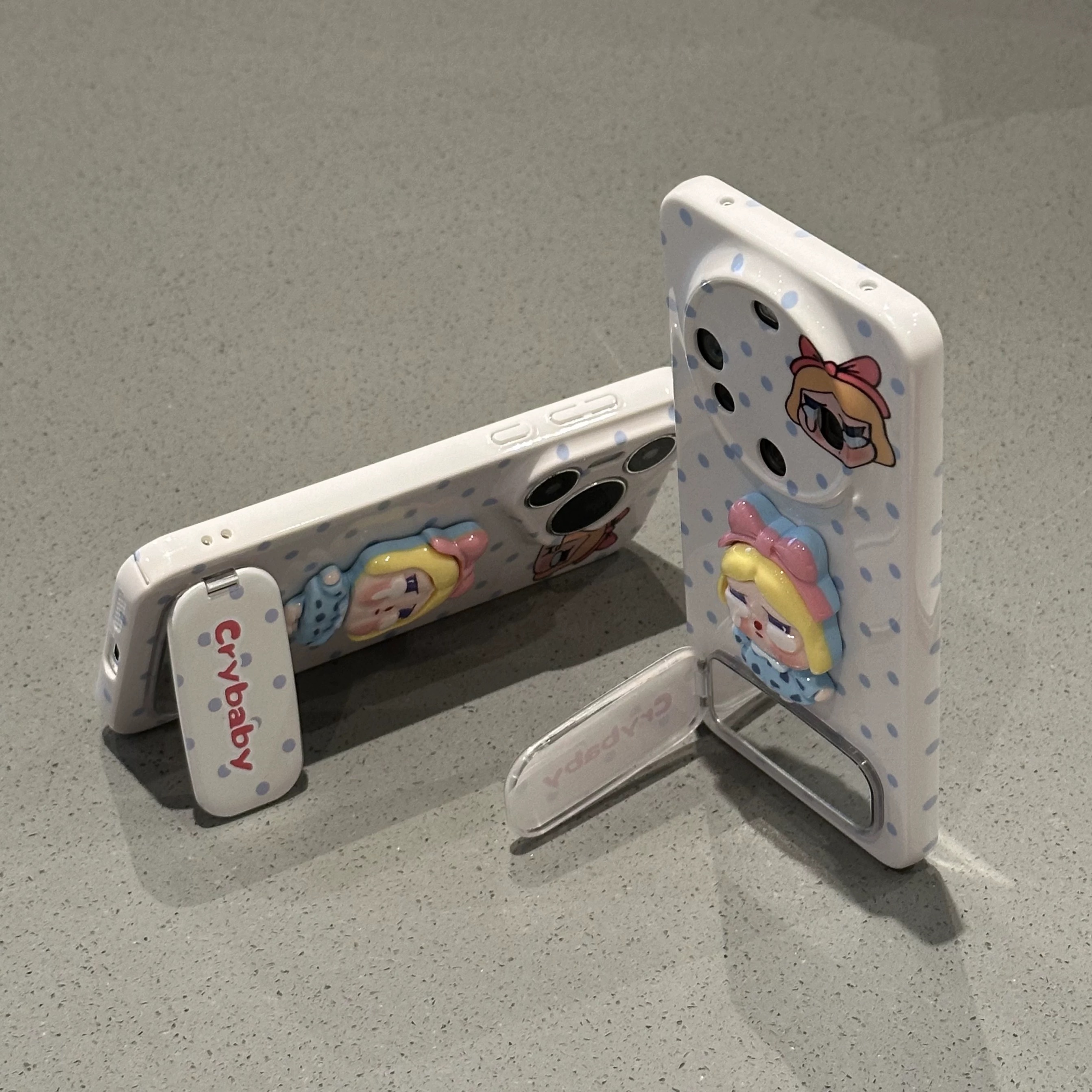 Ốp lưng Crybaby chấm bi kèm gương_O127 (Iphone, Huawei, Honor, OPPO, Vivo, Xiaomi & Redmi)