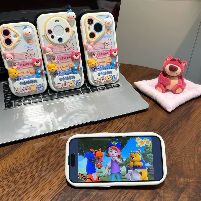 Ốp lưng Disney gấu Lotso & Winnie the Pooh kèm gương_O109 (Iphone, Huawei, Honor, OPPO, Vivo, Xiaomi & Redmi)