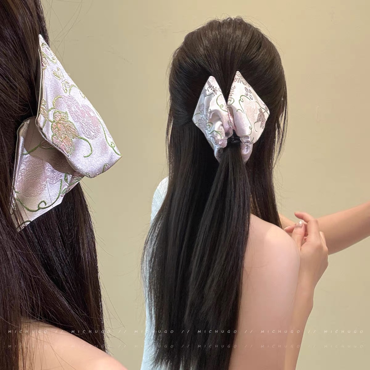 Kẹp tóc vải hoa vintage_T26