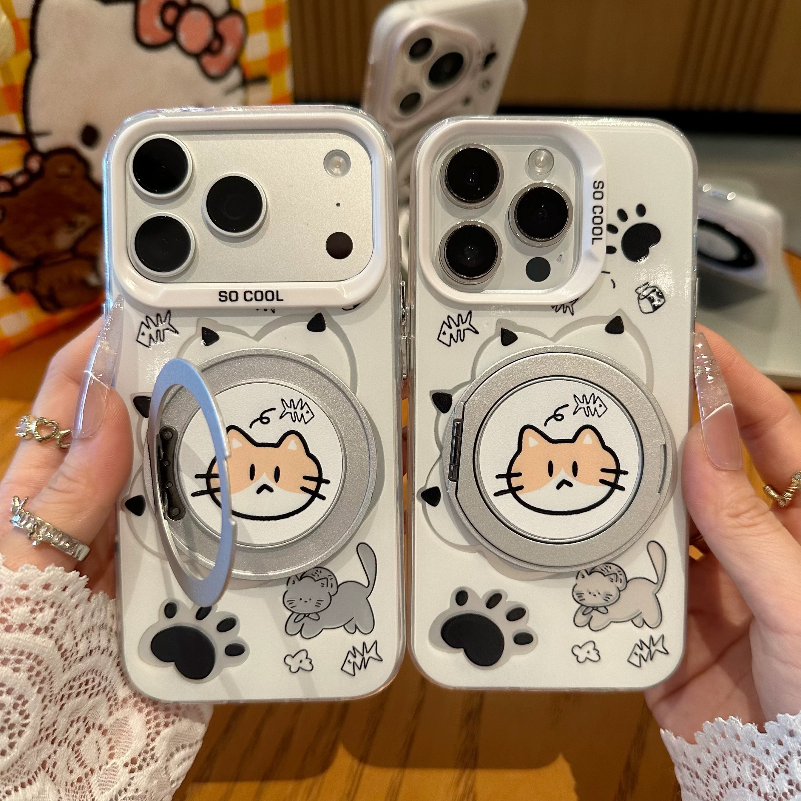 Ốp lưng Mèo đáng yêu giá đỡ điện thoại_O71 (Iphone, Huawei, Honor, OPPO, Vivo, Xiaomi & Redmi)