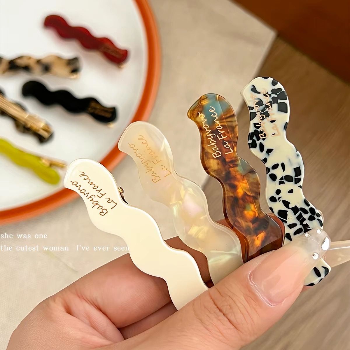 Kẹp tóc bản dẹt gợn sóng phong cách vintage_H02