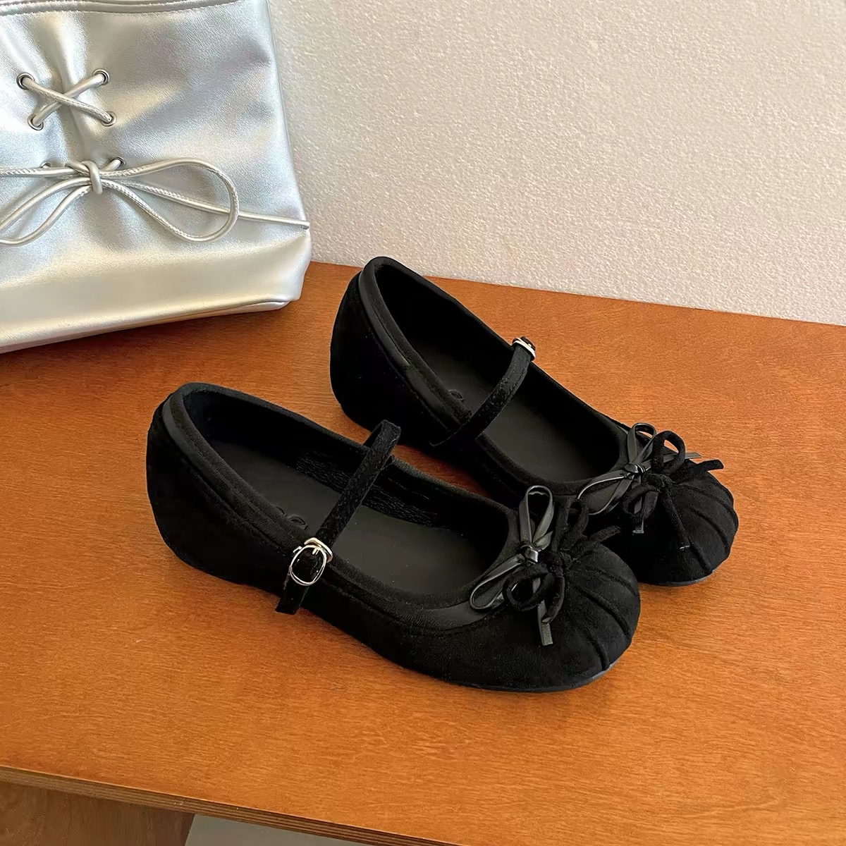 Giày búp bê nơ xếp ly nữ tính_P08