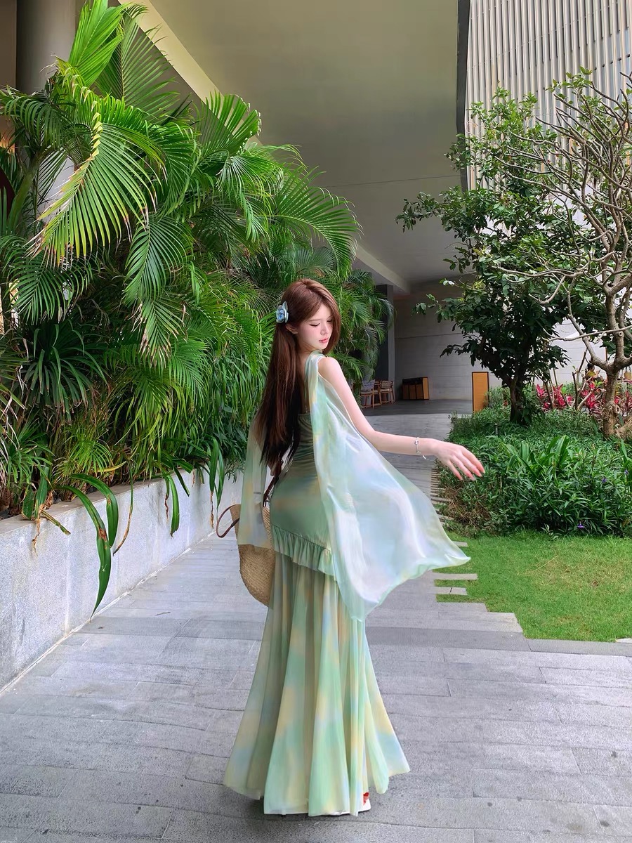 Đầm voan loang dáng dài_Y52