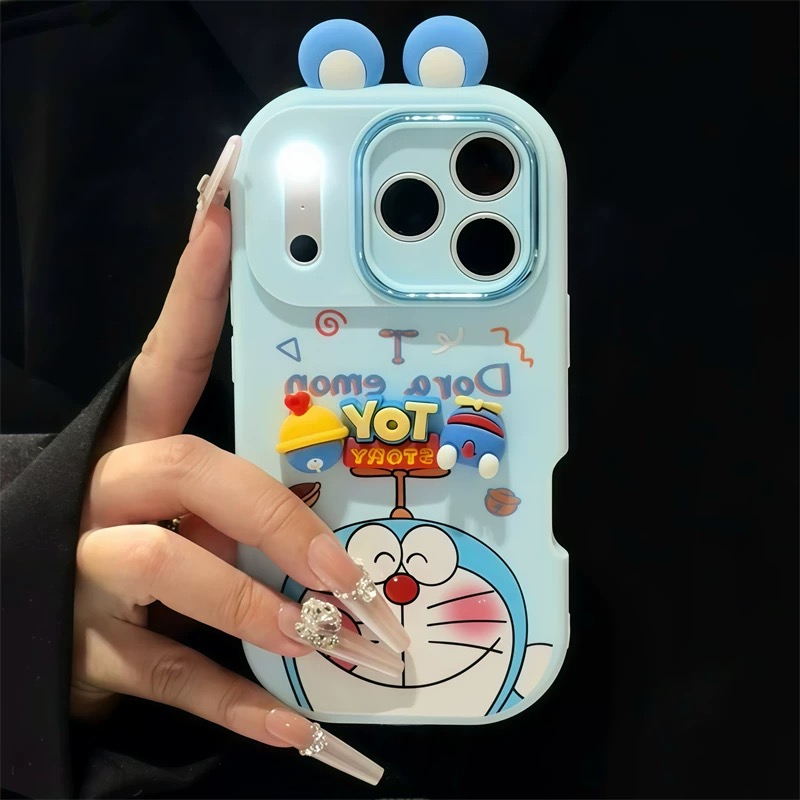 Ốp lưng Doraemon tai nổi kèm gương_O106 (Iphone, Huawei, Honor, OPPO, Vivo, Xiaomi & Redmi)