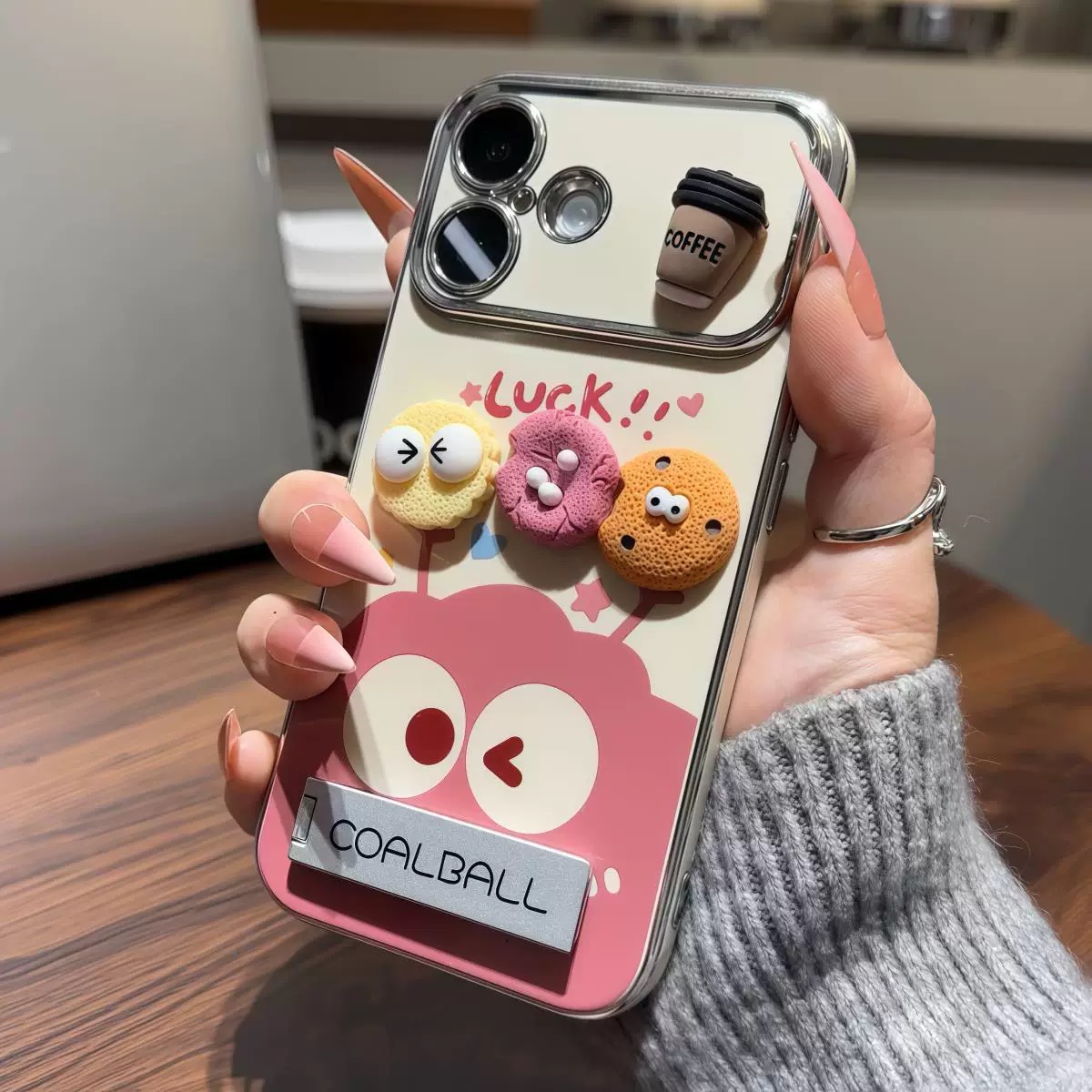 Ốp lưng Bụi than Coal Ball kèm chân kê_O35 (Iphone, Huawei, Honor, OPPO, Vivo, Xiaomi & Redmi)