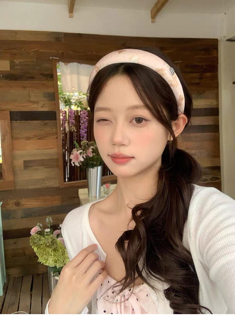 Băng đô cài tóc đính charm họa tiết gấu_L05