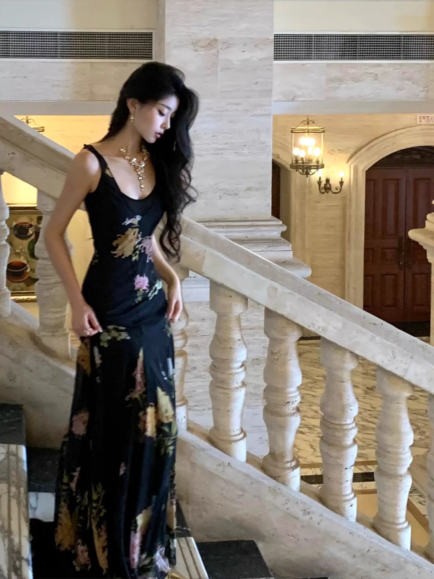 Đầm maxi hoa dáng suông_Y47