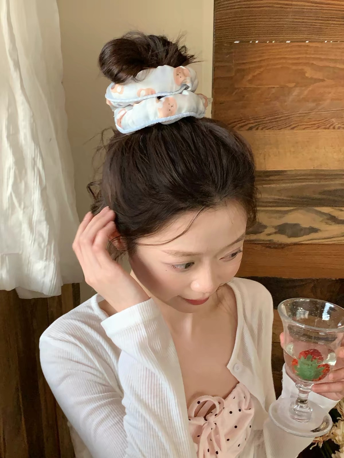 Scrunchie vải họa tiết bản lớn_R06