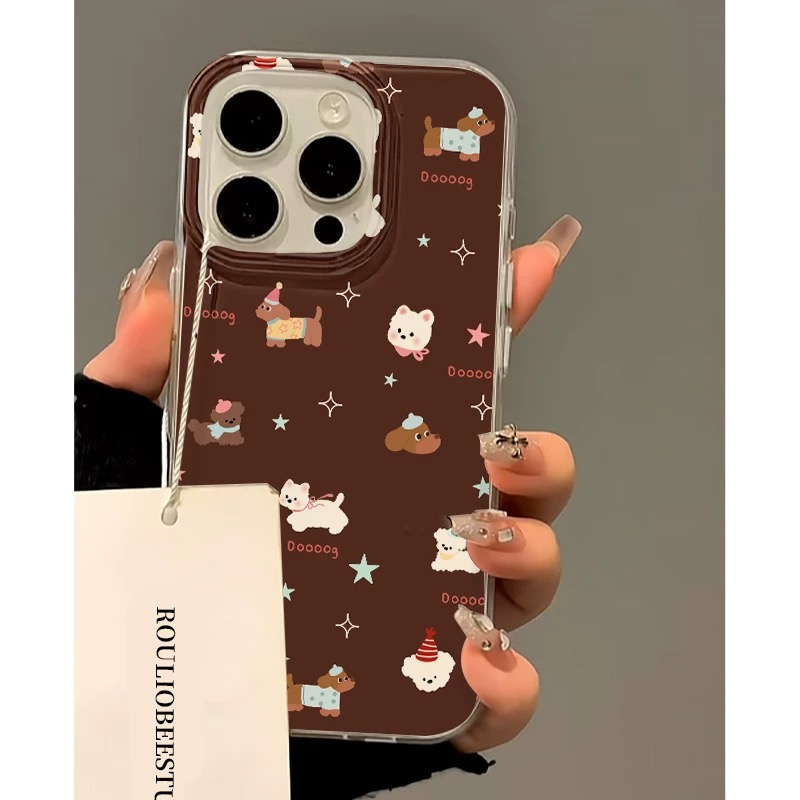 Ốp lưng cún mèo nền nâu_O64 (Iphone, Huawei, Honor, OPPO, Vivo, Xiaomi & Redmi)