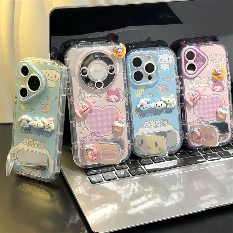 Ốp lưng Cinnamoroll & My Melody kèm gương_O110 (Iphone, Huawei, Honor, OPPO, Vivo, Xiaomi & Redmi)