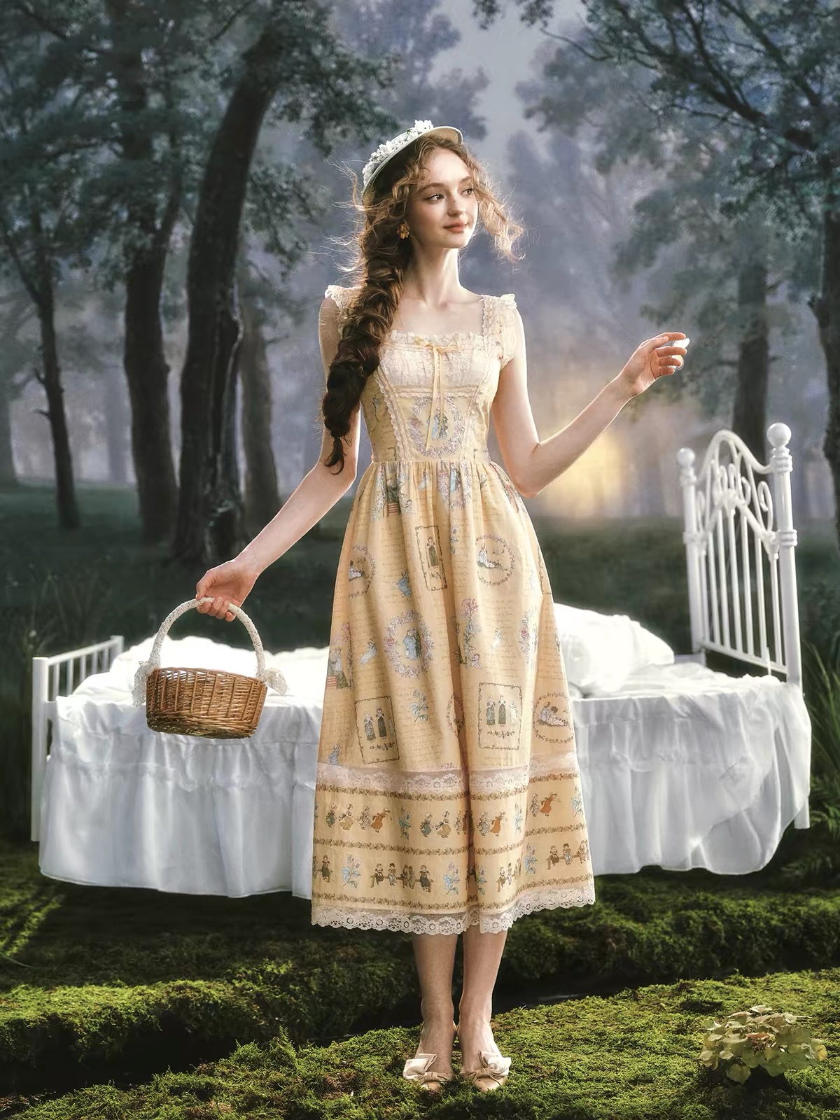 LaceMade váy vintage cổ điển họa tiết viền ren_Y92