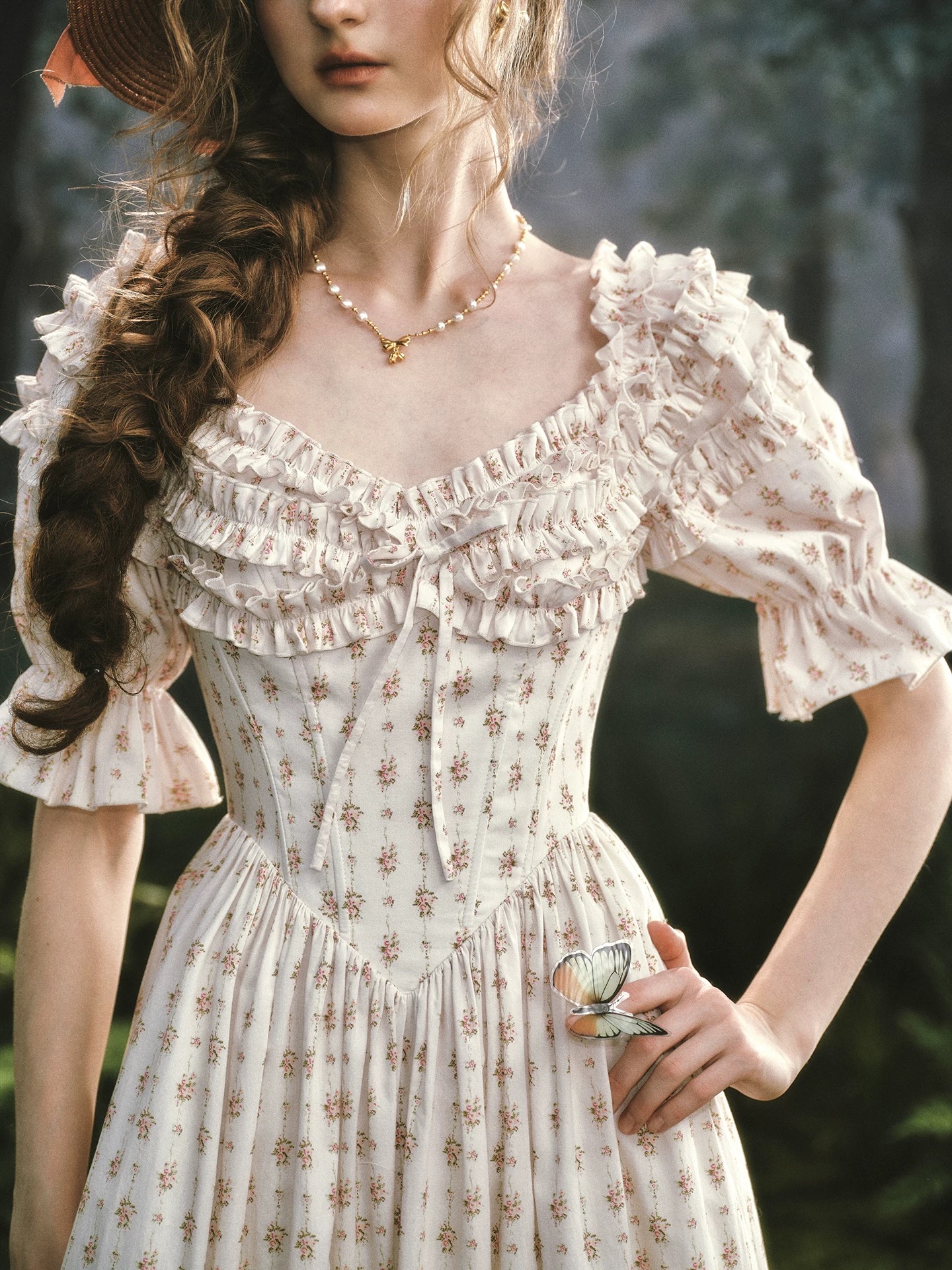 Lacemade váy hoa nhí dáng xòe cổ điển_Y08