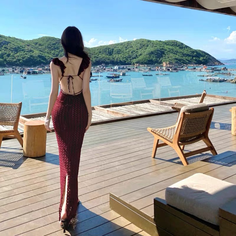 Váy ôm ren cổ V sâu_Y35