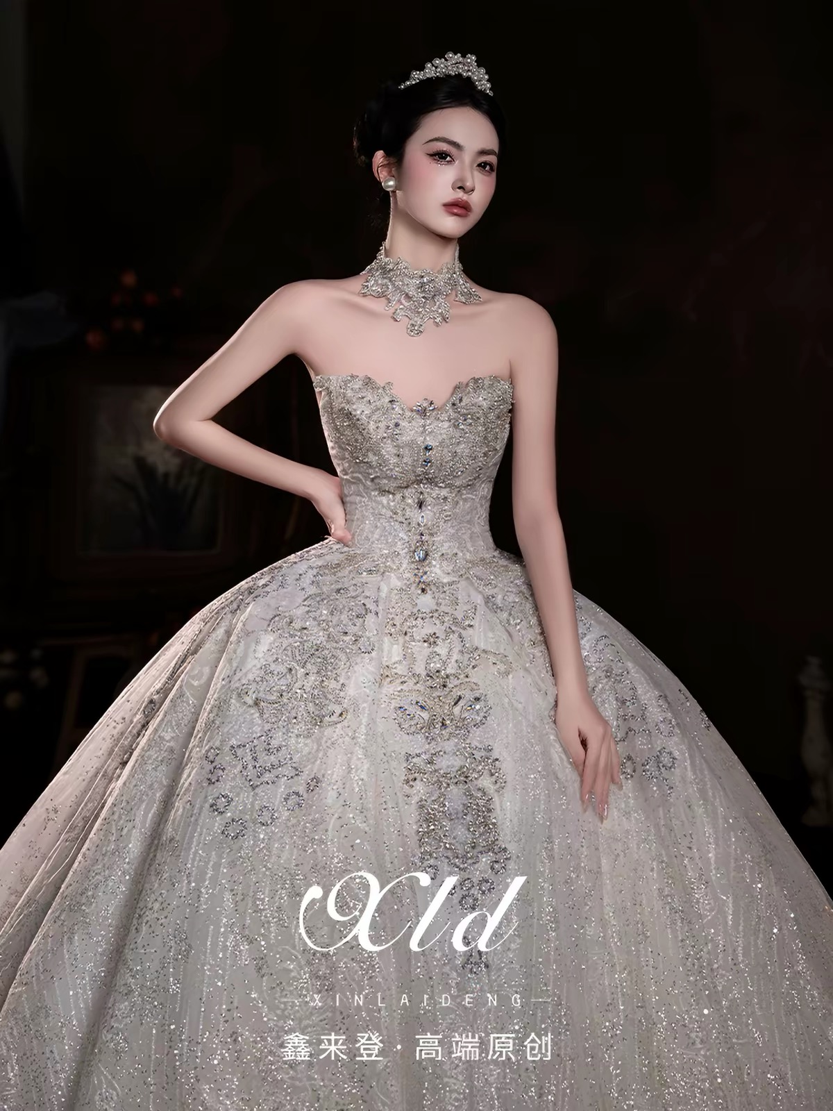 Váy cưới công chúa đính đá sang trọng_I131