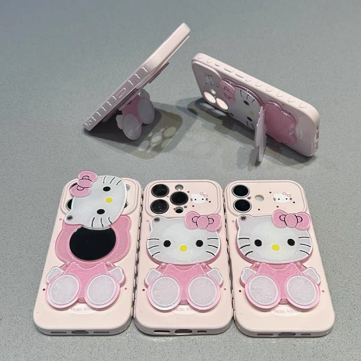 Ốp lưng điện thoại Hello Kitty kèm gương_O167 (Iphone, Huawei, Honor, OPPO, Vivo, Xiaomi & Redmi)