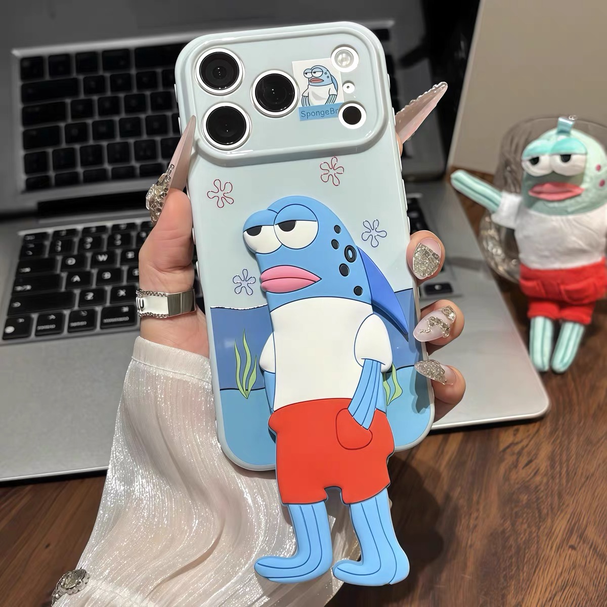 Ốp điện thoại SpongeBob kèm dây đeo_O166 (Iphone, Huawei, Honor, OPPO, Vivo, Xiaomi & Redmi)