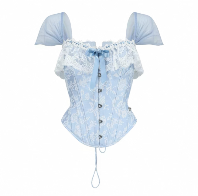 LaceMade váy corset ren xanh pastel công chúa vintage_V26