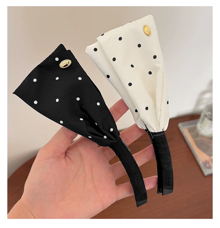 Kẹp tóc nơ satin chấm bi_T12