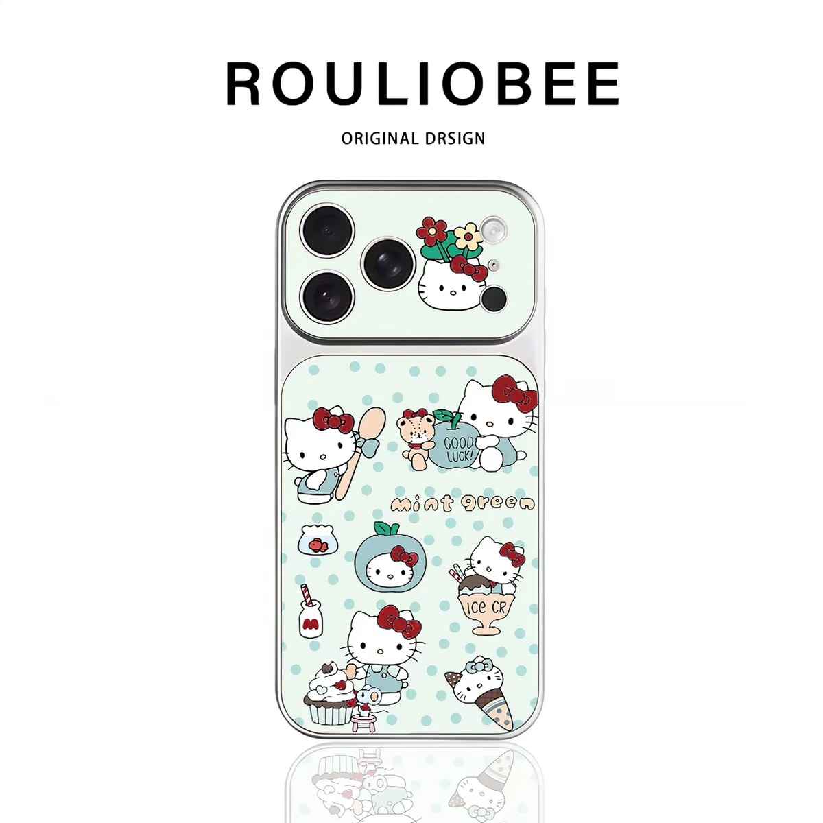 Ốp lưng Hello Kitty xanh chấm bi_O181 (Iphone, Huawei, Honor, OPPO, Vivo, Xiaomi & Redmi)
