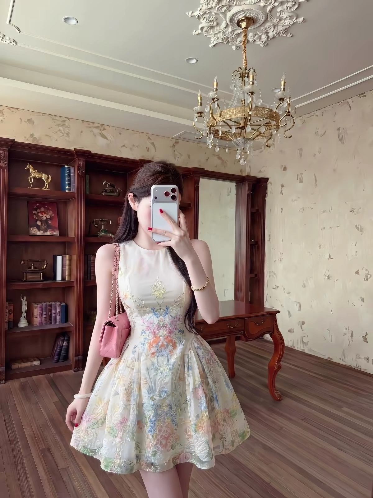 Váy hoa dáng xòe cổ tròn_Y86