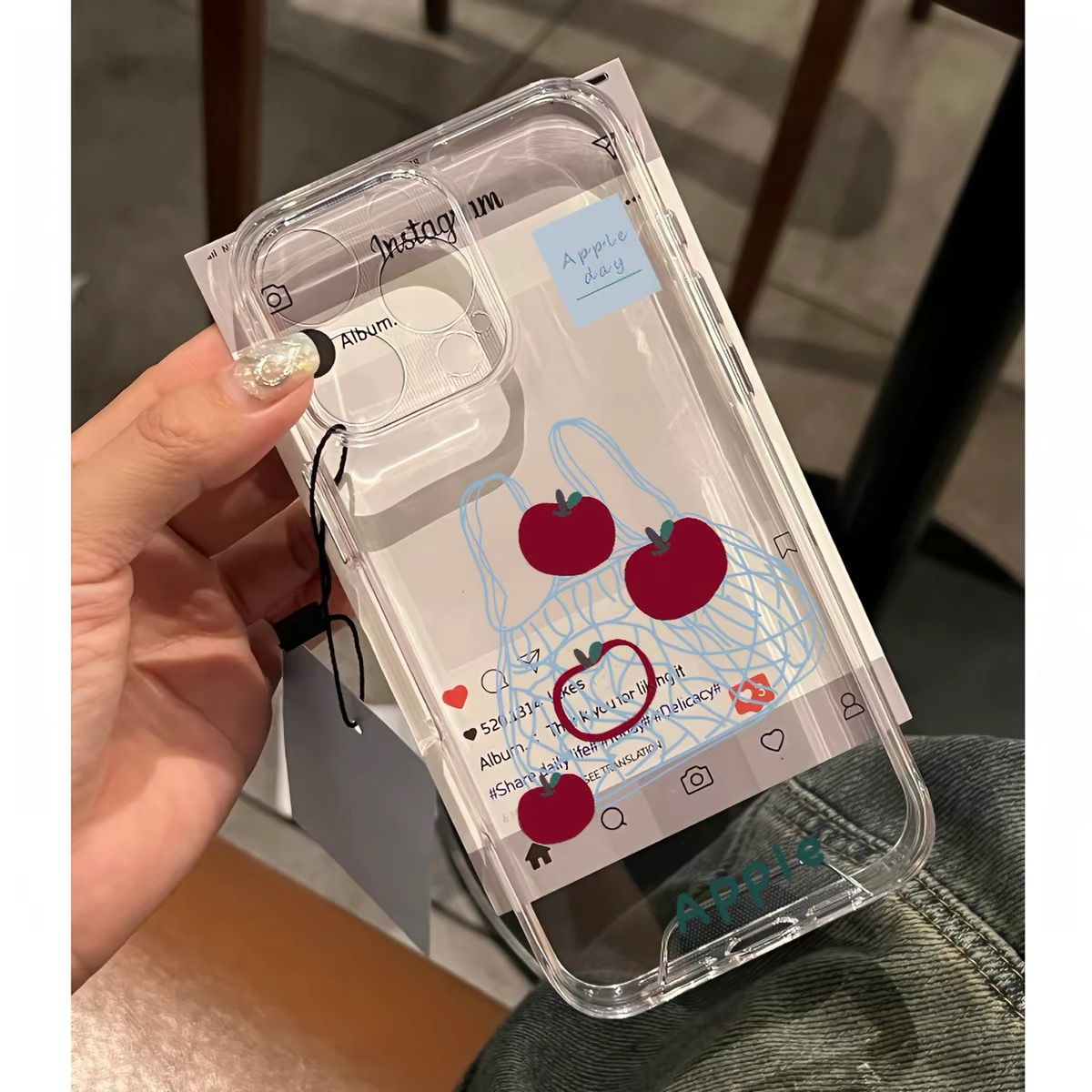 Ốp lưng trong suốt họa tiết quả táo_O212 (Iphone, Huawei, Honor, OPPO, Vivo, Xiaomi & Redmi)