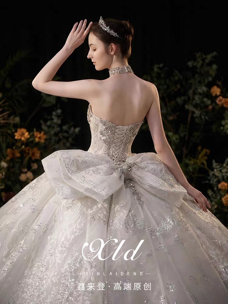 Váy cưới công chúa ren đính đá cổ điển_I130
