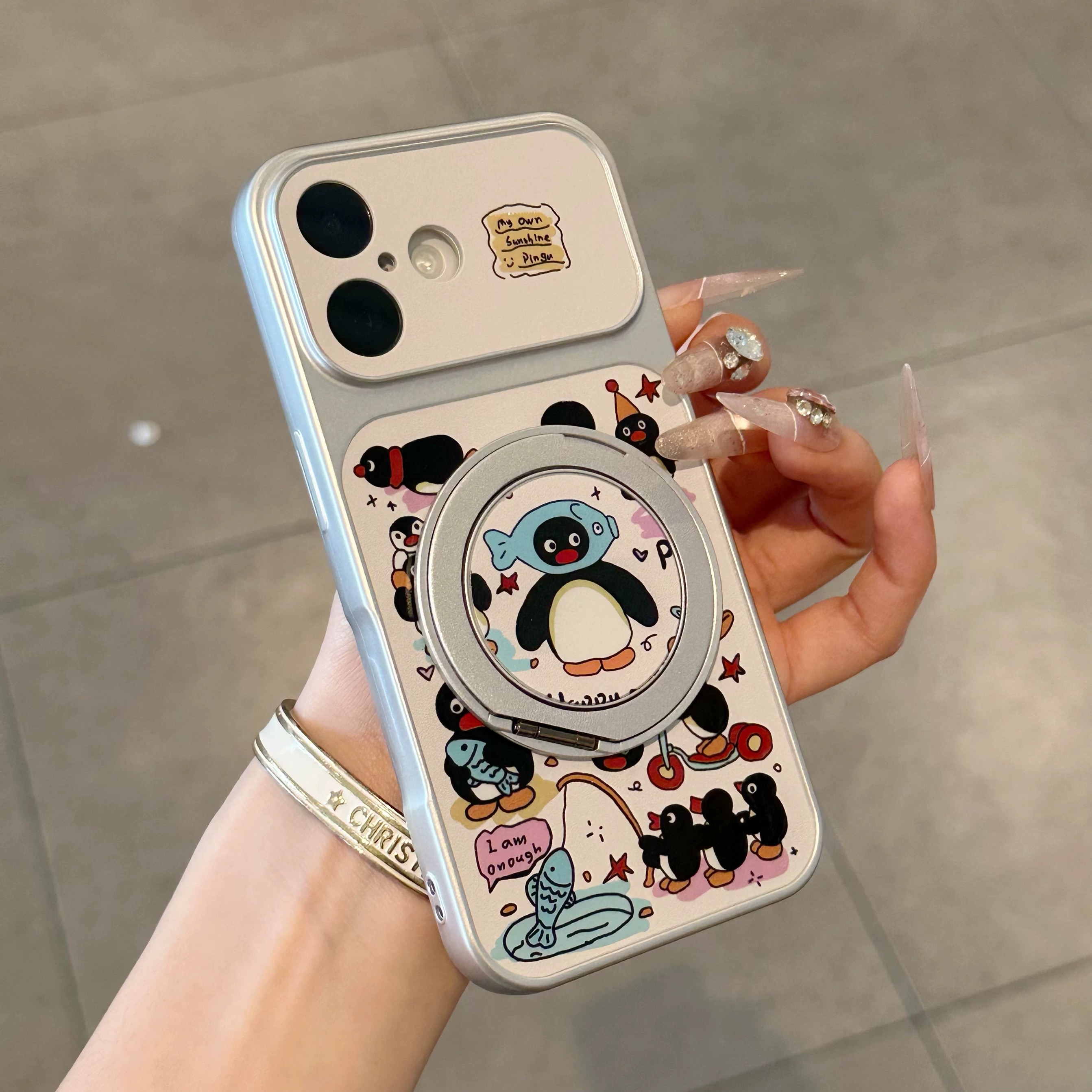 Ốp lưng Pingu kèm giá đỡ_O60 (Iphone, Huawei, Honor, OPPO, Vivo, Xiaomi & Redmi)