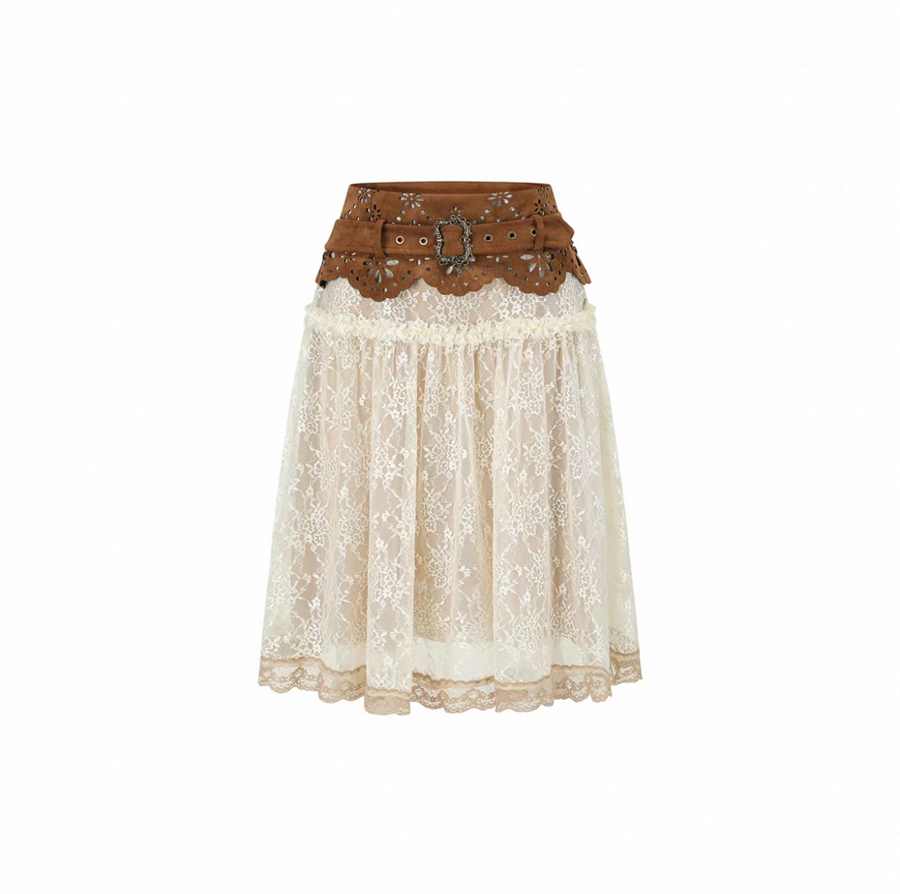 LaceMade áo ren cổ vuông kèm chân váy_V54