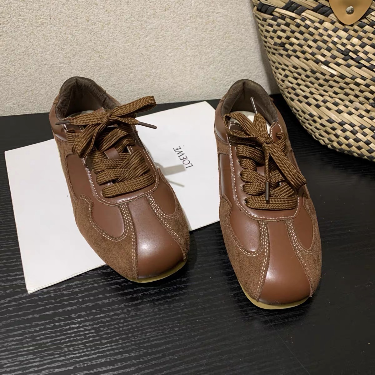 Giày sneaker retro phối da lộn thể thao nữ_S13